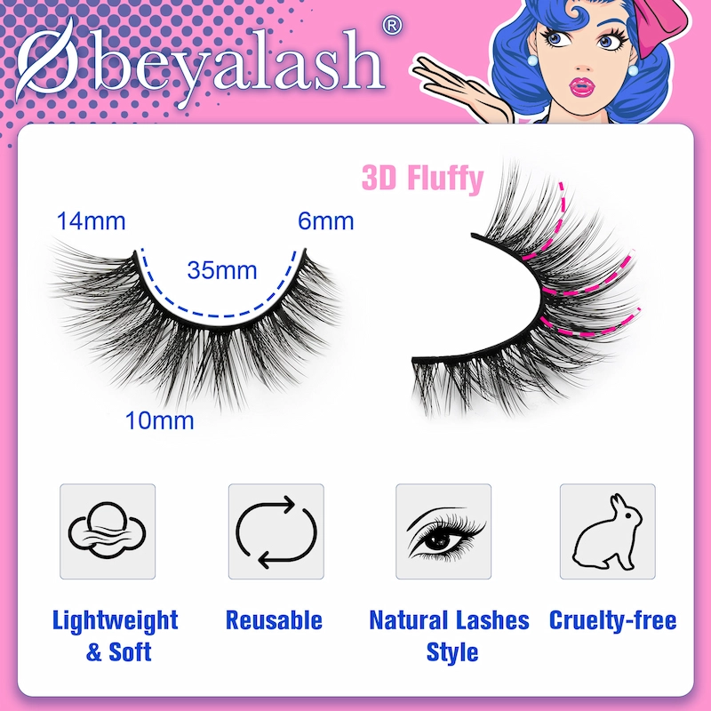 Obeya Natural Style 3D Fluffy Strip False Lashes Length 6-14mm Customized Package